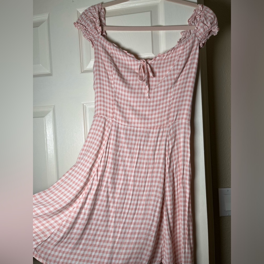 Like New Reformation Pacey Pink Gingham Mini Dress, size 12